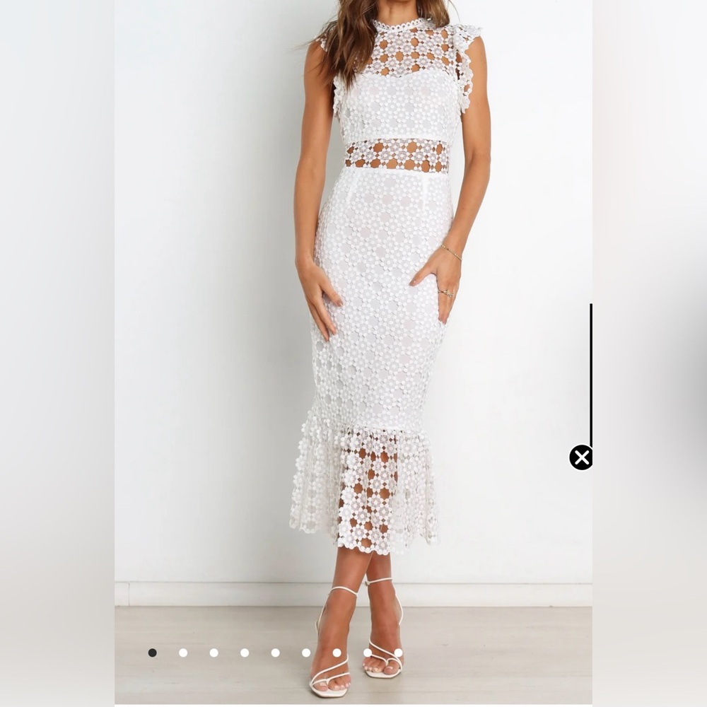 Petal & Pup White Lace Midi Dress